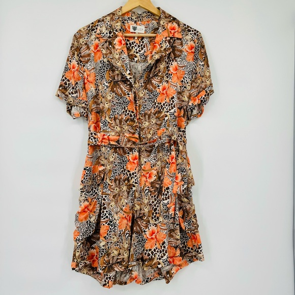 Lita by Ciara Silky Satin Safari Animal Print Utility Romper - Picture 4 of 16